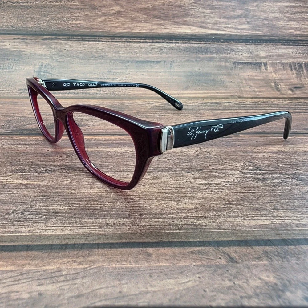 Tiffany & Co TF 2114 8173 Plum Black Cat Eye Eyeglasses Frames Italy 53-16-140